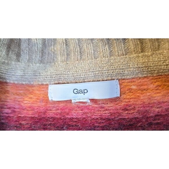 Gap Lamb's Wool Blend Fair Isle Sweater Long V-Neck Colorful Cardigan Women's S - Picture 6 of 12